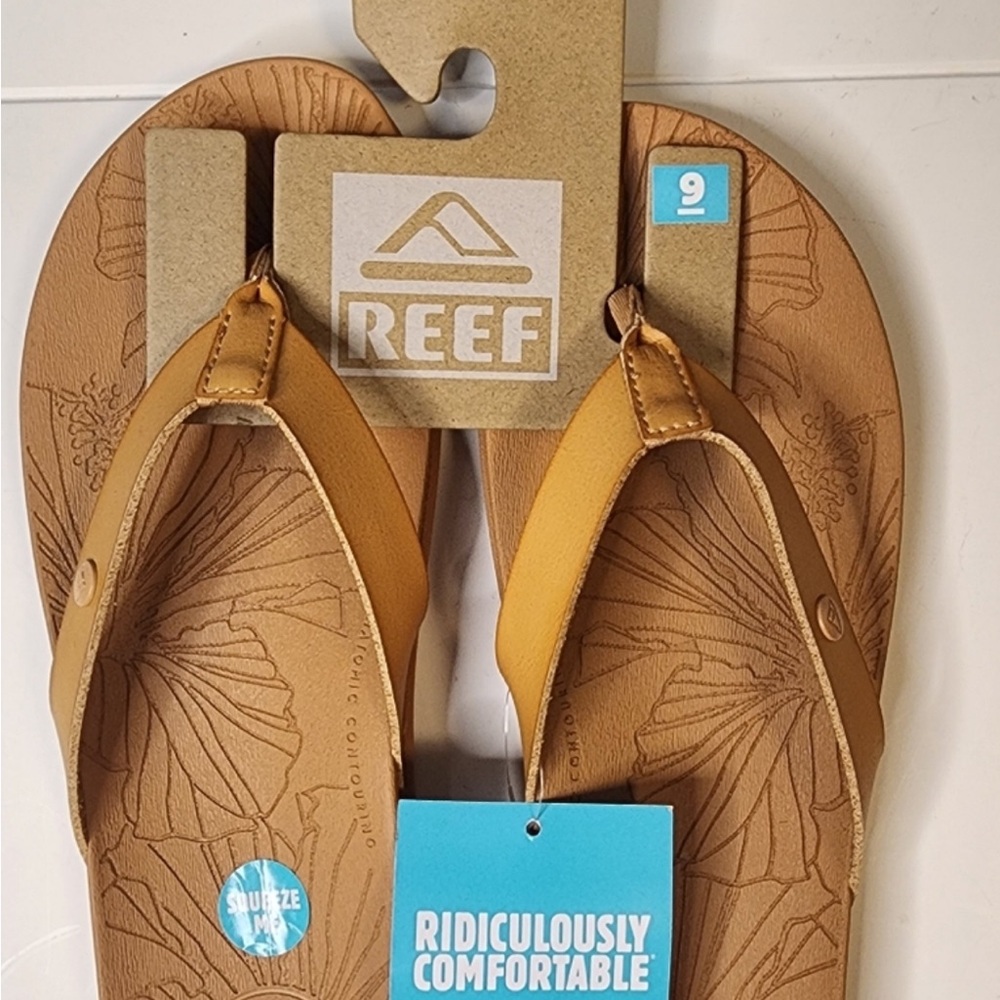 Reef Porto Cruz Cushioned Womens Tan Flip Flops Size 9